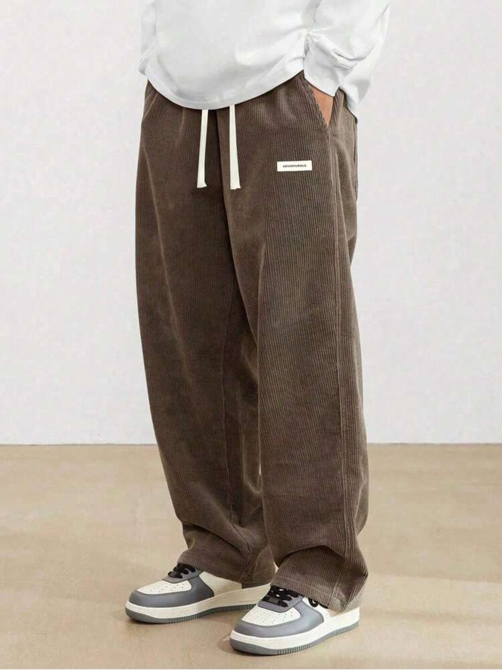 MANFINITY Brown Corduroy Drawstring Men’s Pants Size XL